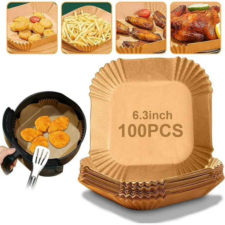 M Buder 100 PCS 6.3-inch Square Air Fryer Liners, Non-stick, Oil-proof, Waterproof Parchment Pape... | Walmart (US)
