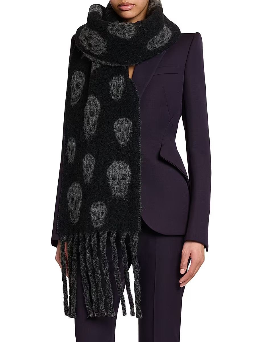 Women's Cozy Classic Skull Scarf - Black Dark Grey | Saks Fifth Avenue