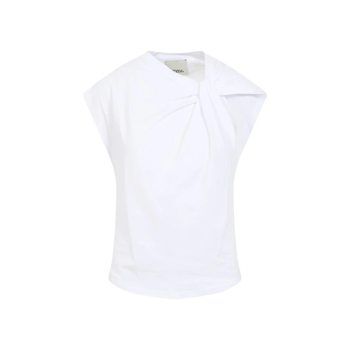Cap Sleeves Knot-Detail Cotton Top | Shop Simon