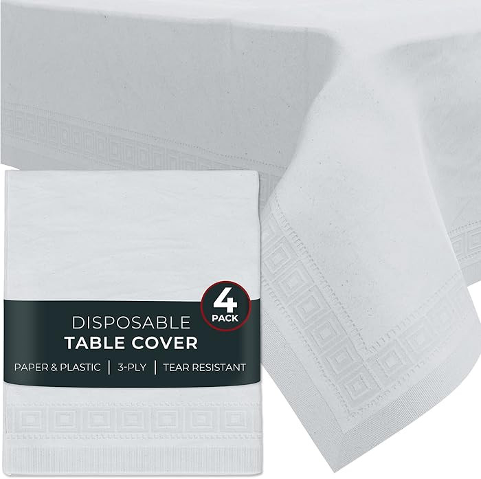 Paper Tablecloths for Rectangle Tables | 54” X 108” – 4 Pack | White Paper Disposable Table... | Amazon (US)