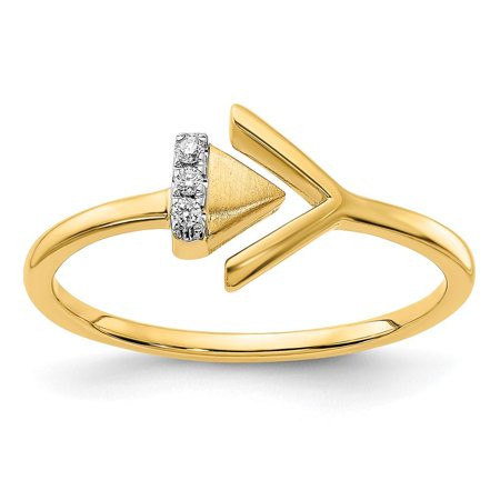 14K Yellow Gold Satin/Polished Real Diamond Sideways Double Triangle Ring | Walmart (US)