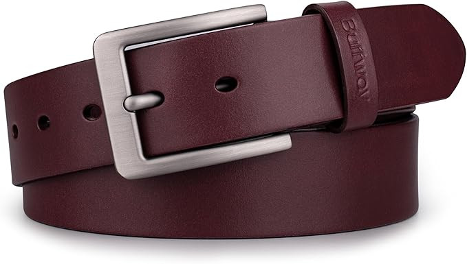 Buffway Men’s Full Grain Leather Belt – Solid One-Piece Leather, 1.5” Wide for Jeans & Busi... | Amazon (US)