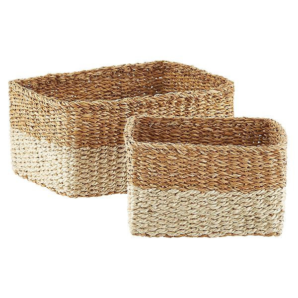 Medium Tahoe Bin Natural/White | The Container Store