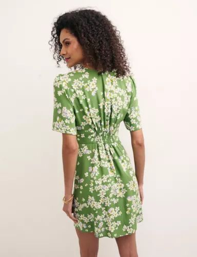 Floral V-Neck Button Through Mini Tea Dress | Marks & Spencer (UK)