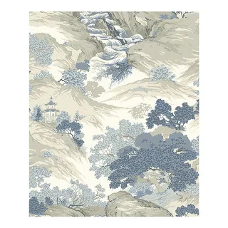 Crown Ordos Blue Eastern Toile Wallpaper - 20.5 x 396 x 0.025 - Bed Bath & Beyond - 33052704 | Bed Bath & Beyond