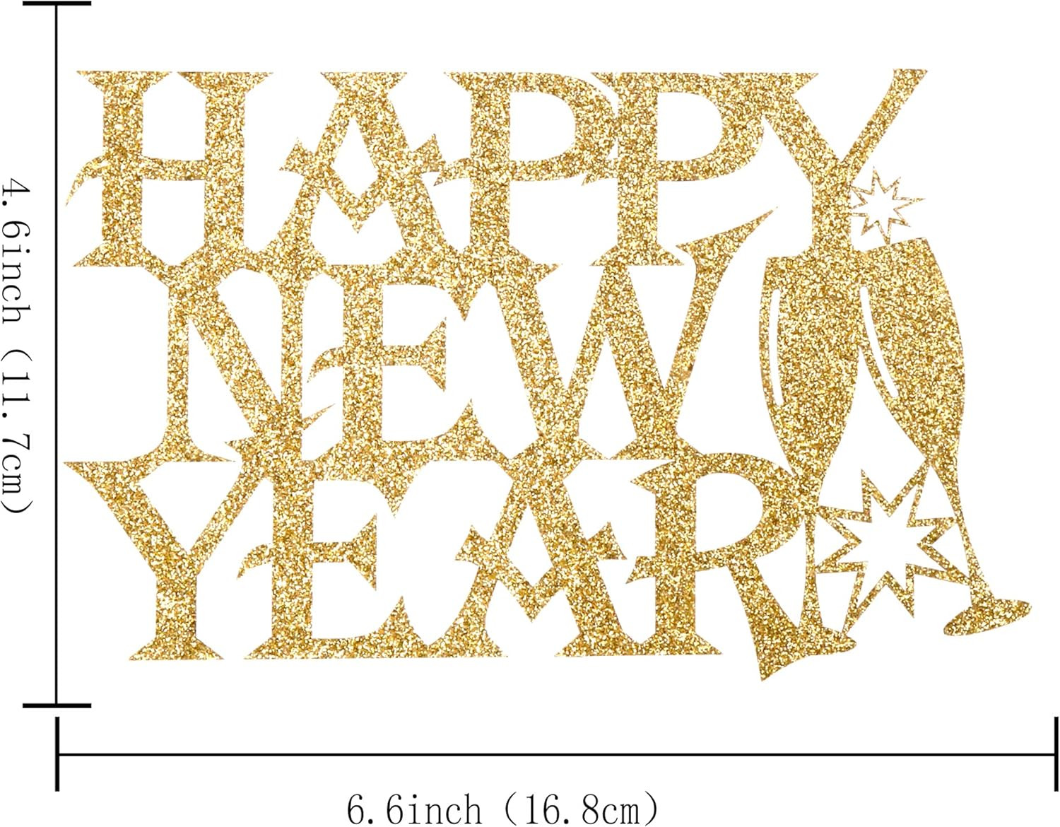 Happy New Year Cake Topper 2025New Year Party Cake Decorations Wine Glass Golden Glitter | Amazon (US)