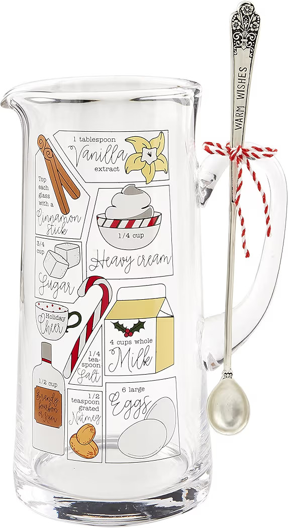 Mud Pie Christmas Eggnog Ingredients Pitcher Set, pitcher 67 oz | spoon 8 1/2" | Amazon (US)