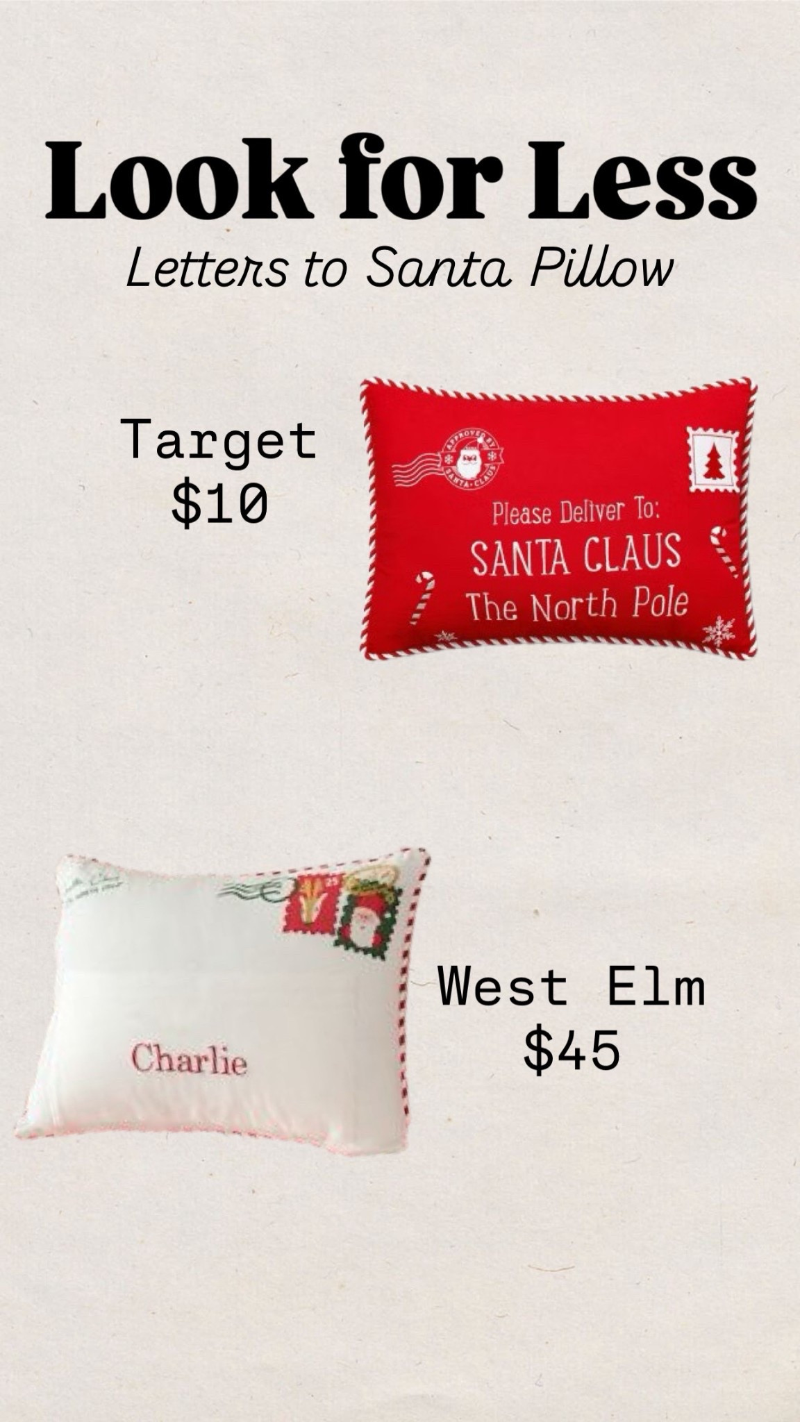 Letters to Santa pillow
Target
Home decor
Christmas decor
Kids bedroom
Kids room
West elm
Custom pillow
Monogrammed

#LTKHoliday #LTKHome #LTKFindsUnder50
