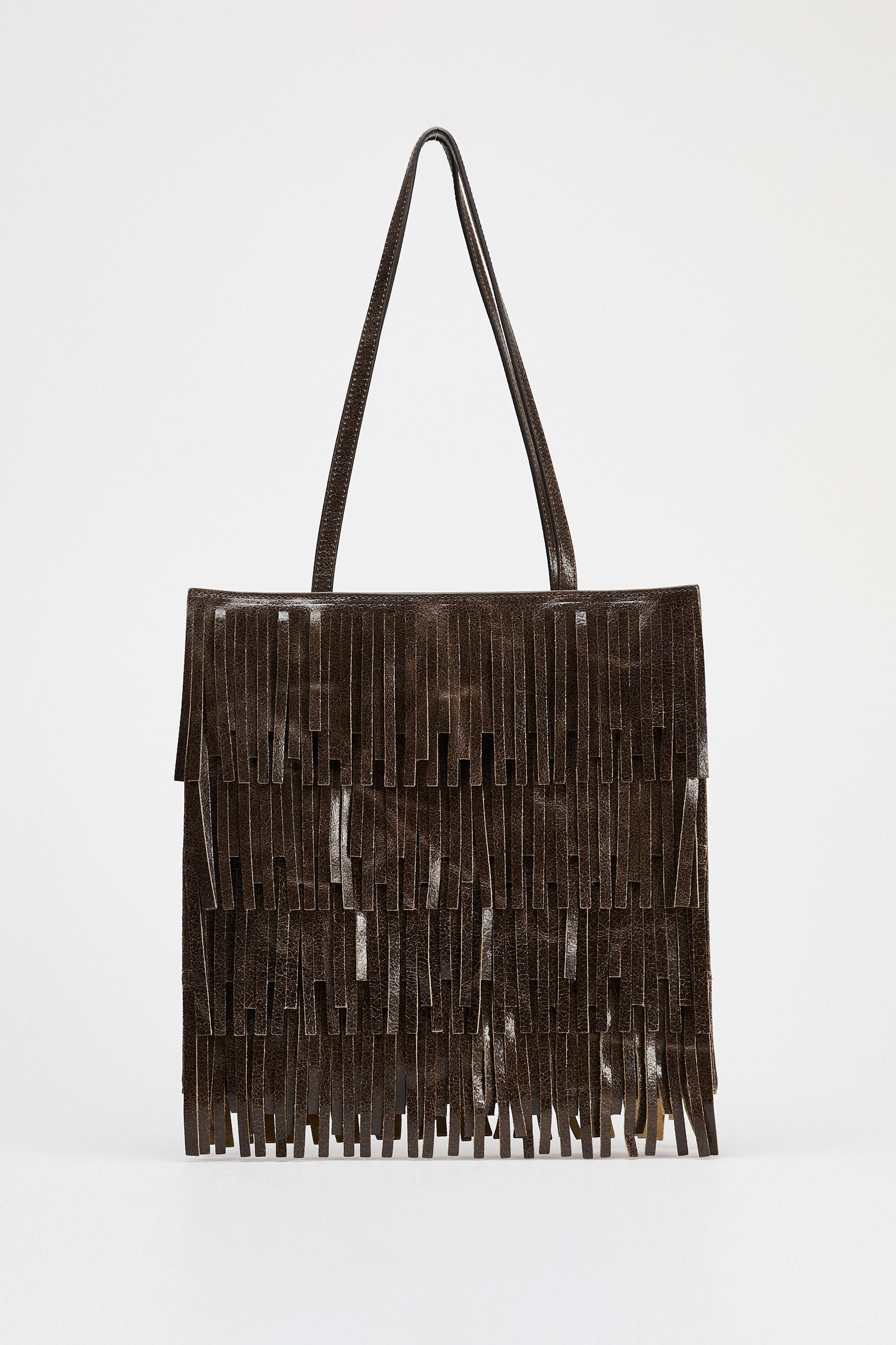 FRINGED LEATHER BAG | Zara US