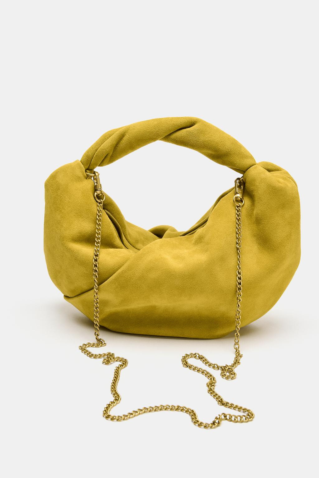 SAC À MAIN FRONCÉ EN CUIR - Vert citron - UNIQUE | Zara FR