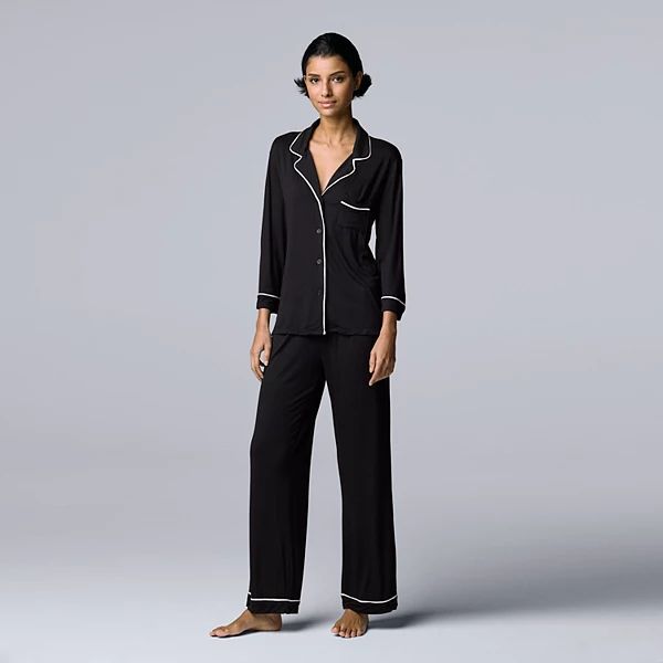 Women's Simply Vera Vera Wang Basic Luxury Notch Pajama Set | Kohl's