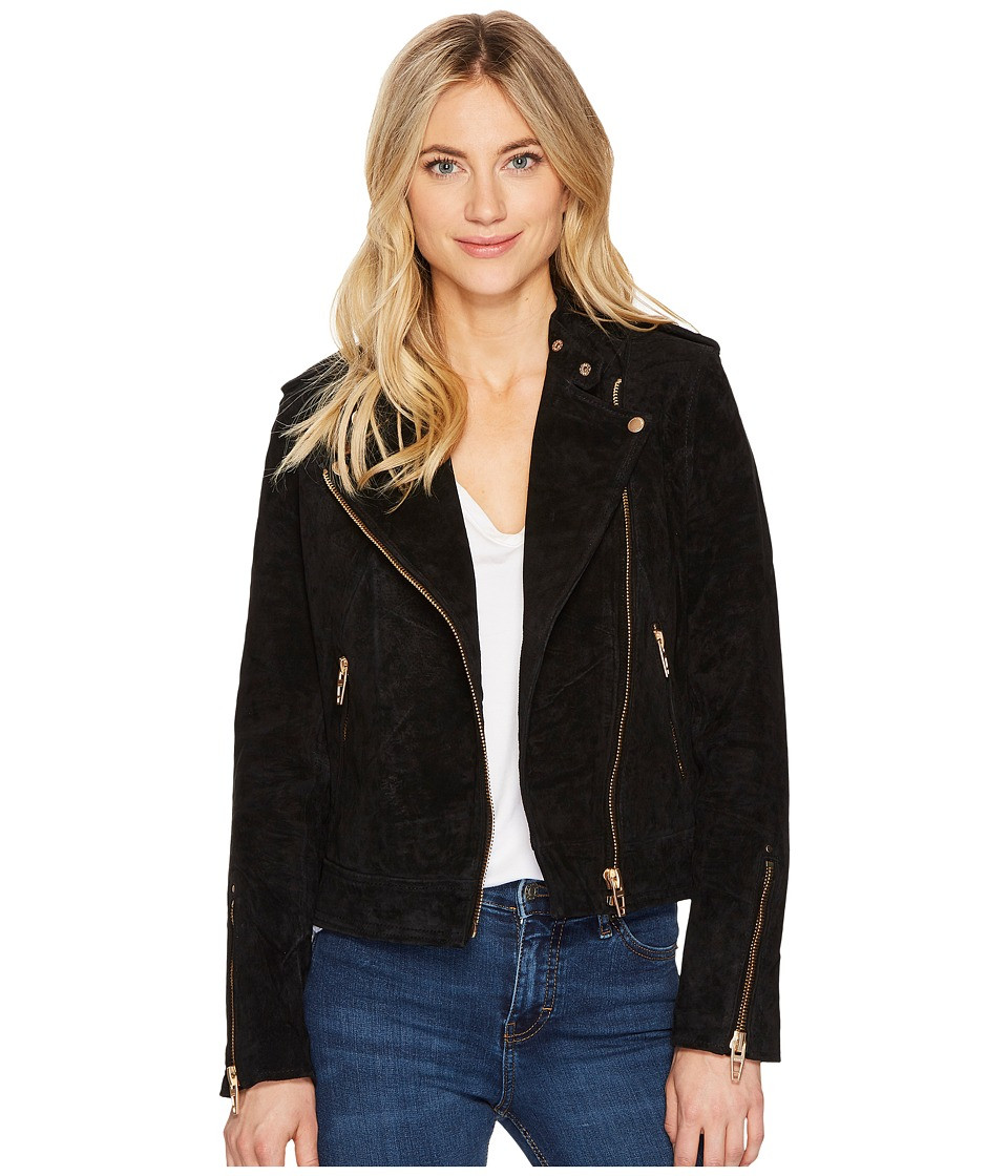 Blank NYC - Black Suede Moto Jacket in Onyx (Onyx) Women's Coat | Zappos