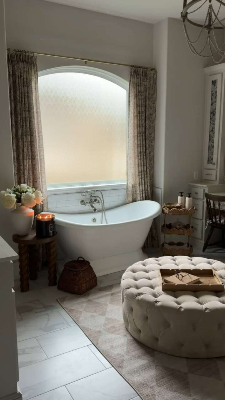 Nothing like a cozy bath at the end of a long day!! Obsessed with how warm our Corwin rug makes this space!  

 #LTKSeasonal #LTKHome
