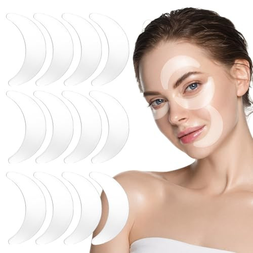12 Pcs Silicone Eye Patches for Wrinkles, Reusable Gel Eye Wrinkle Pads, Washable Anti Wrinkles Silicone Under Eyes Patches, Non-slip Silicones Wrinkle Patche for Eyes Face Eyebrows(Transparent) | Amazon (US)