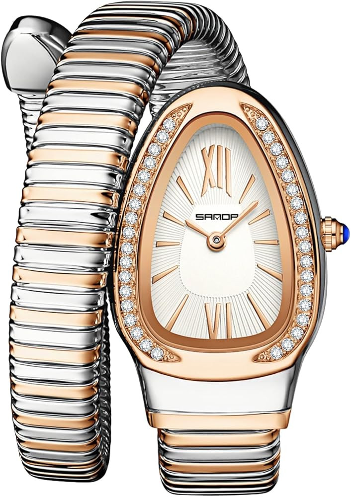 Gosasa Stylish Women's Snake Shape Bangle Watch Unique Design Snake Coil Elegant Dress Diamond Br... | Amazon (US)