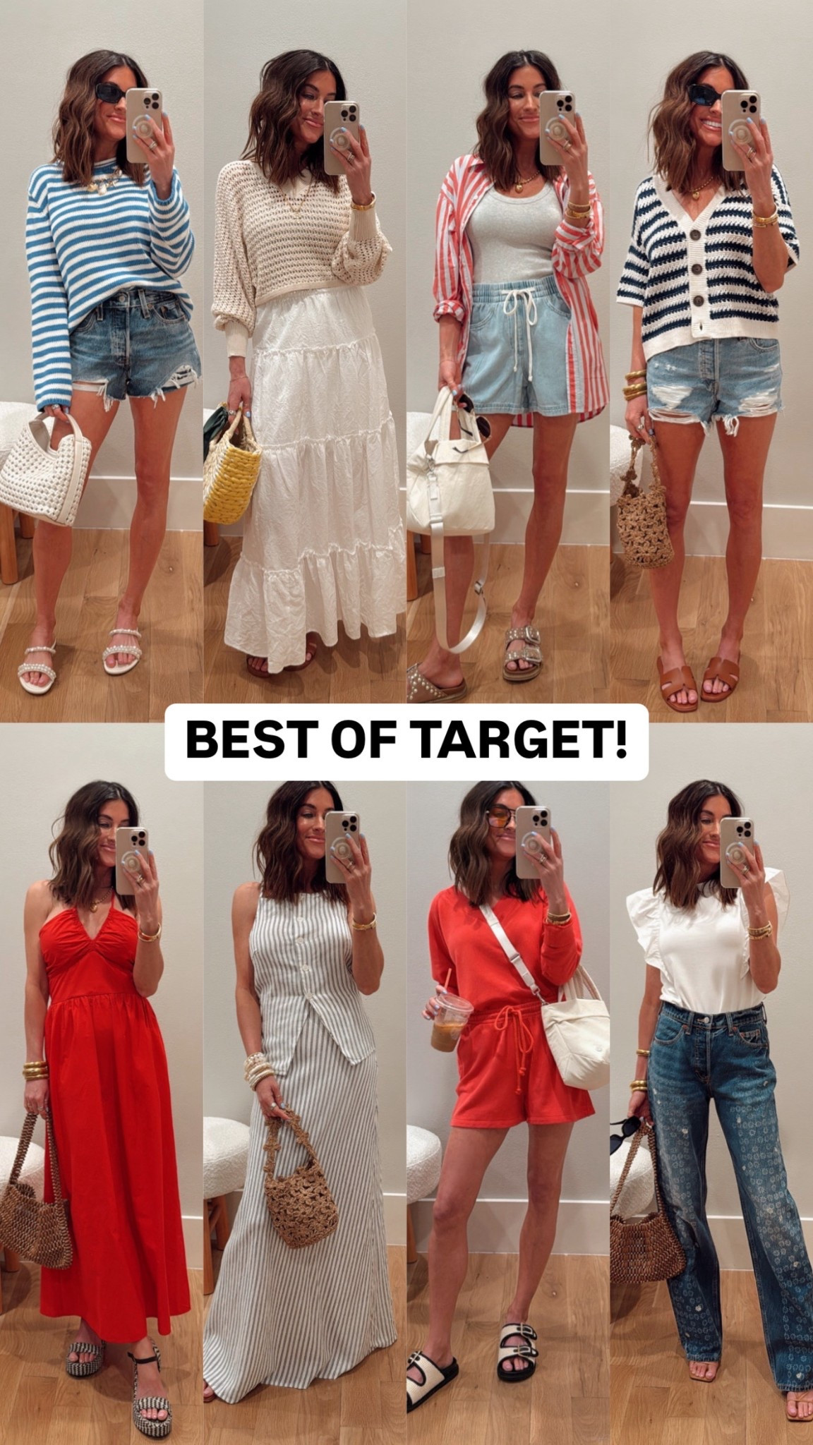 I got so excited trying all of this on, because the quality on these pieces is so, SO good!! 

Sizing 👇🏼
Everything is true to size, but I size up one in the distressed denim shorts. 
Size small: blue striped sweater, open knit tan sweater, striped button down 
Size xs in everything else. 

#LTKStyleTip #LTKFindsUnder50 #LTKTravel