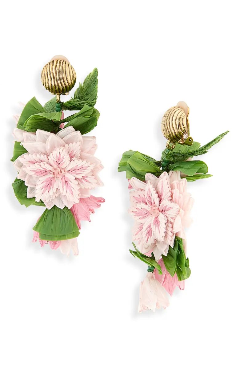 Floral Raffia Clip-On Earrings | Nordstrom