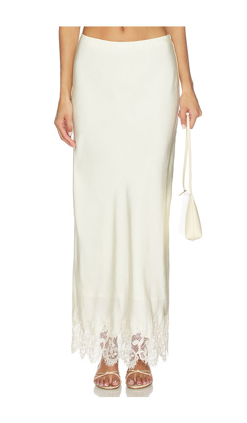 Bardot Elisan Lace Satin Midi Skirt in White. Size 4. Also in 6, 12. | Revolve Clothing (Global)