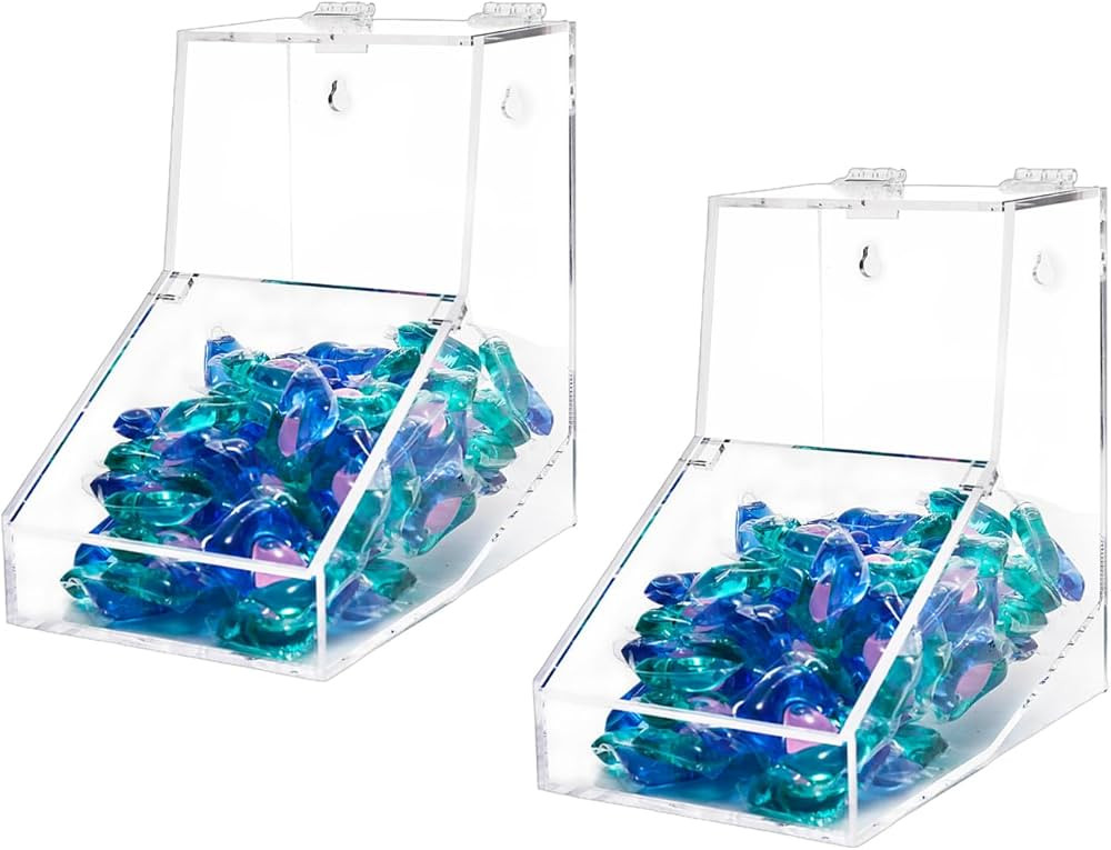 Laundry Pods Container, Acrylic Candy Dispenser Holder with 2 Lids, Dishwasher Pod Holder, Coffee... | Amazon (US)
