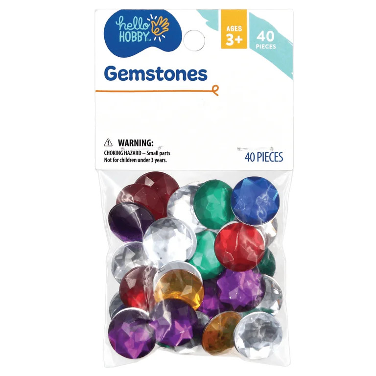 Hello Hobby 18mm Loose Gems for Crafting, Assorted Colors, Synthetic, 40 Count | Walmart (US)