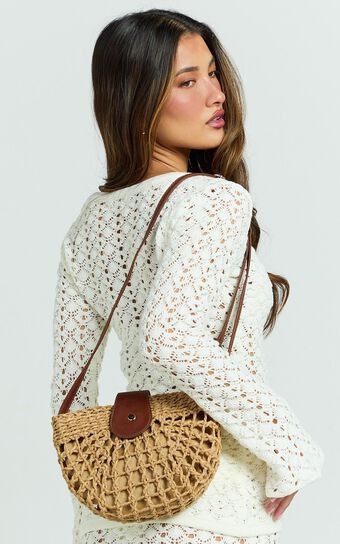 Calista Bag - Straw Shoulder Bag in Brown | Showpo (US, UK & Europe)