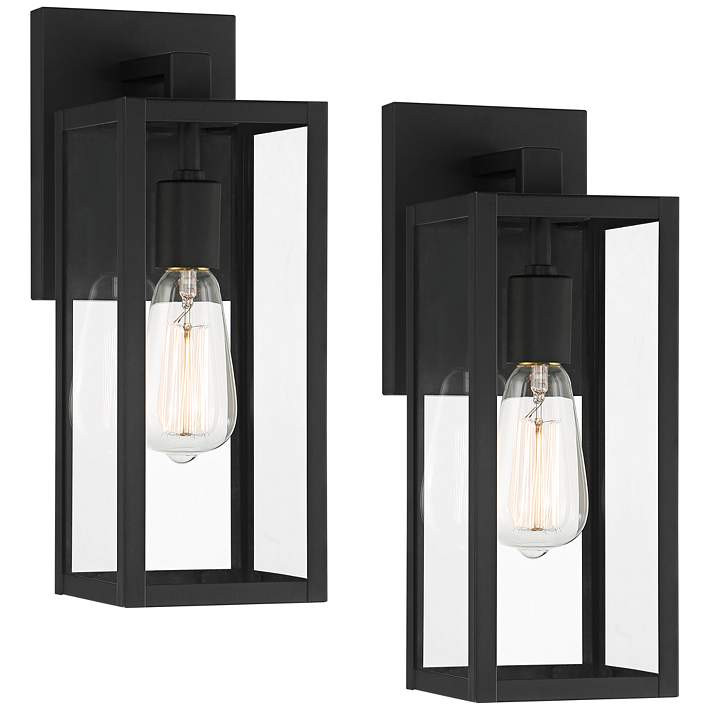Titan 14 1/4" High Mystic Black Modern Outdoor Wall Light Set of 2 - #99W40 | Lamps Plus | Lamps Plus