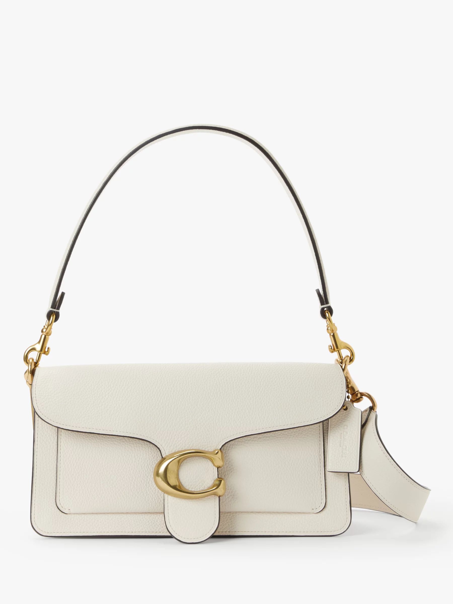 Coach Tabby 26 Leather Shoulder Bag, Chalk | John Lewis (UK)