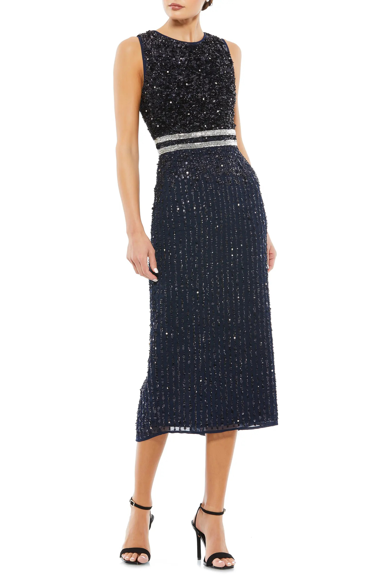 Sequin Sleeveless Sheath Midi Cocktail Dress | Nordstrom