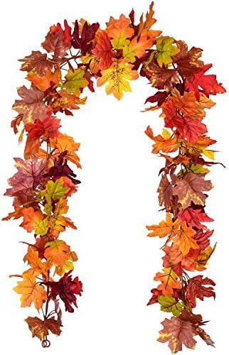Lvydec 2 Pack Fall Garland Decoration - 5.8ft/Strand Artificial Maple Garland Colorful Leaves Aut... | Amazon (US)
