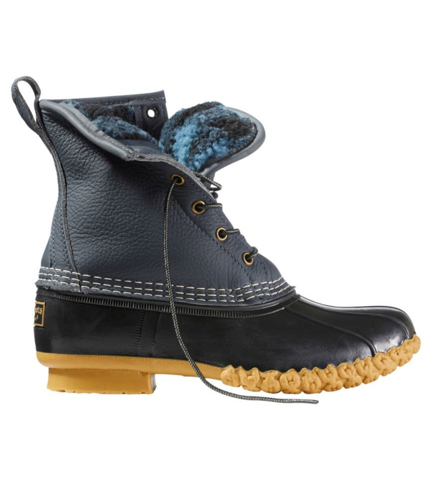 Women's Bean Duck Boots, 8" Fleece-Lined Insulated Iron/Black/Gum 5.5(B), Suede Leather/Rubber L. L.Bean | L.L. Bean