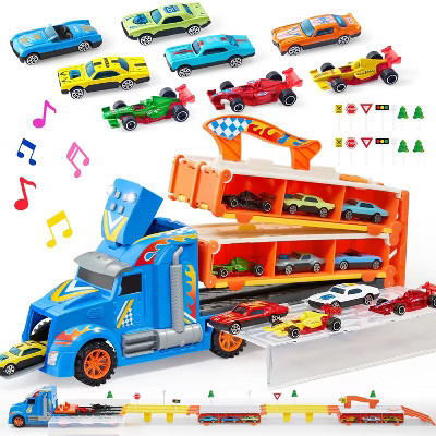 Joyfy Toy Truck for Boys & Girls Ages 3 4 5 6, 5FT Race Track Carrier Truck Toy with Lights & Sounds, Christmas Birthday Gift for Kids Ages 3+ | Target