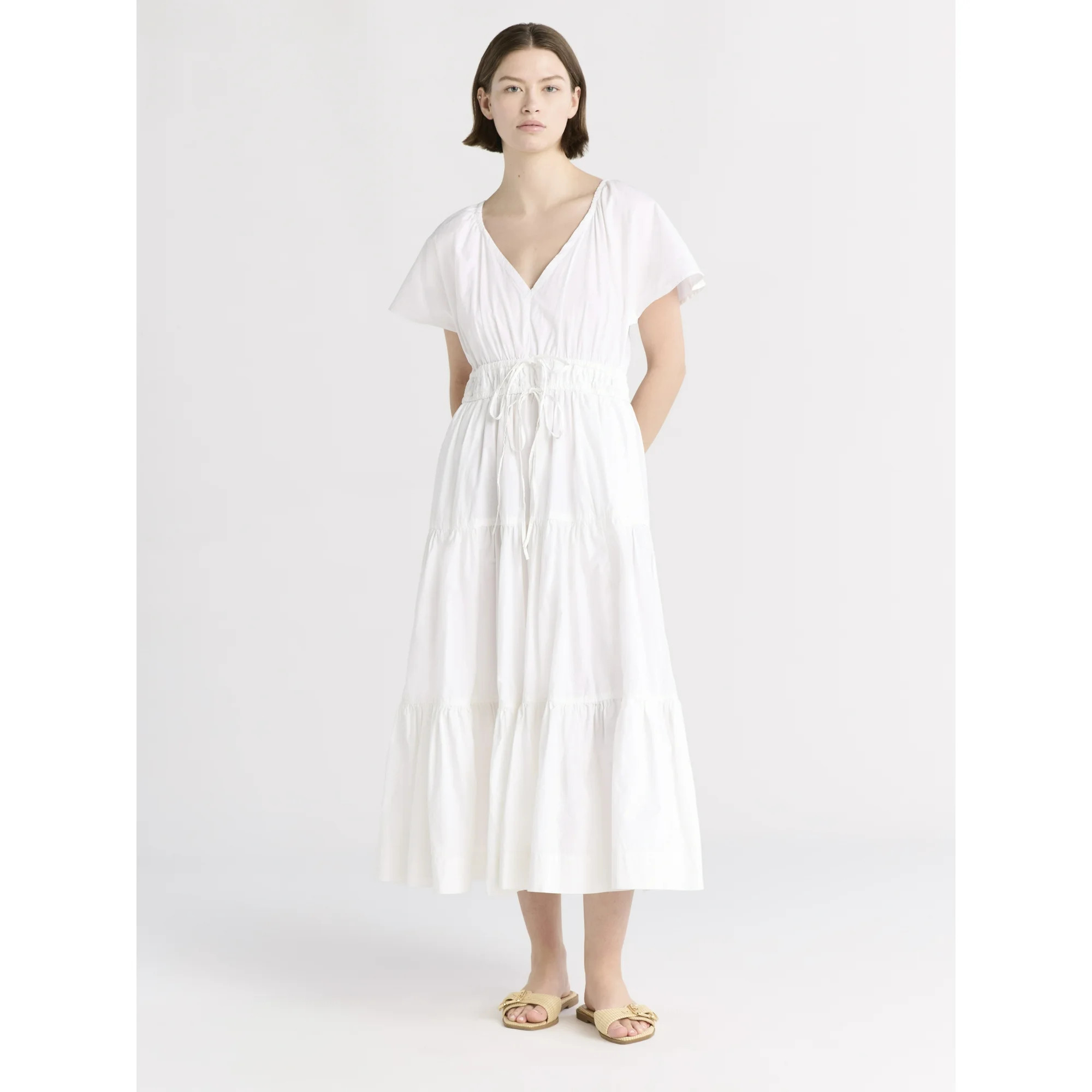 Free Assembly Women's and Women's Plus Tiered Cotton Maxi Dress, Sizes XS-4X | Walmart (US)