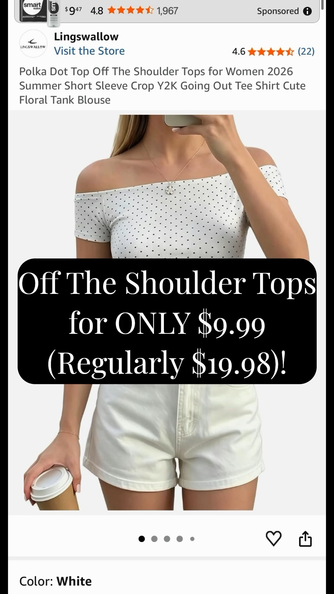 ✨ 50% OFF AMAZON FASHION DEAL! ✨
The perfect summer tops just went on major sale! 😍 Grab these gorgeous LINGSWALLOW Women’s Off The Shoulder Tops for ONLY $9.99 (Regularly $19.98)!

Whether you love a classic look or a sweet pattern, there is a style for you. Check out the adorable options featured in the images:
Chic white with black polka dots 🖤
Sleek black with white polka dots 🤍Delicate white with blue floral print 💙 Lovely white with pink floral print 💗

These are lightweight, super flattering, and style perfectly with your favorite high-waisted denim shorts or skirts for an effortless summer vibe. ☀️

🛍️ HOW TO SHOP:
Click the link in my bio to shop my LTK.
Use Promo Code: 50M95Q23 at checkout to score your 50% discount!

⚠️ Hurry! There are only 800 pieces available for this promotion, and the deal ends on July 4, 2026, at 23:59 PDT. Don't wait until they sell out!

#LTKstorytime #LTKPetite #LTKSaleAlert