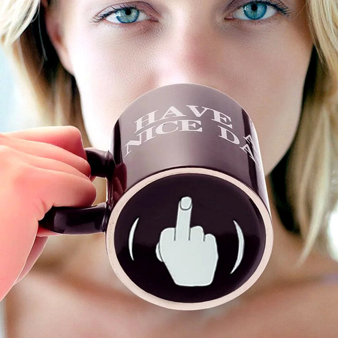 Handmade Funny Middle Finger Coffee Mug With Saying Have A Nice Day, 12 oz Work Office Co-worker ... | Etsy (CAD)