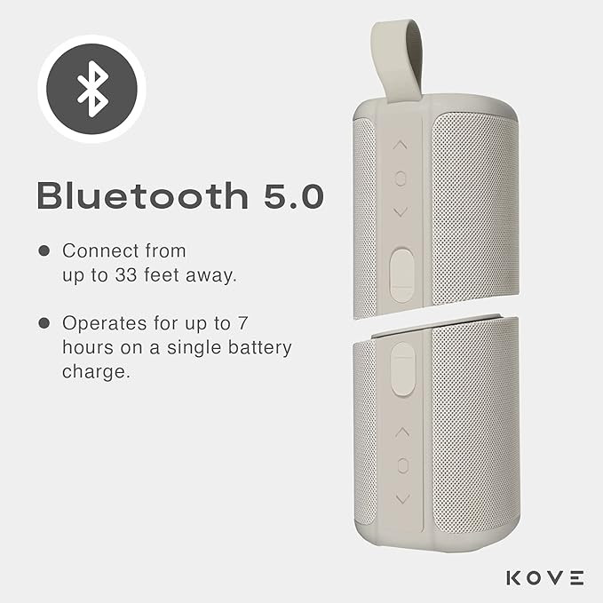 KOVE Commuter 2 Portable Speaker - Stone Bluetooth Speakers, Wireless with HD Louder Volume, Deep... | Amazon (US)