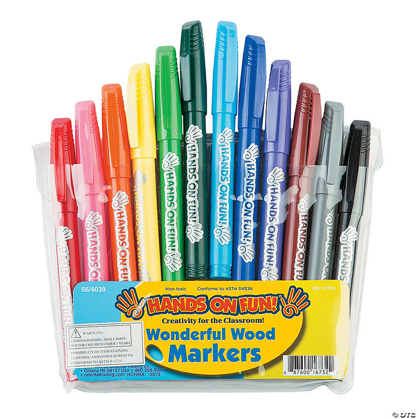 12-Color Wonderful Wood Markers | Oriental Trading Company