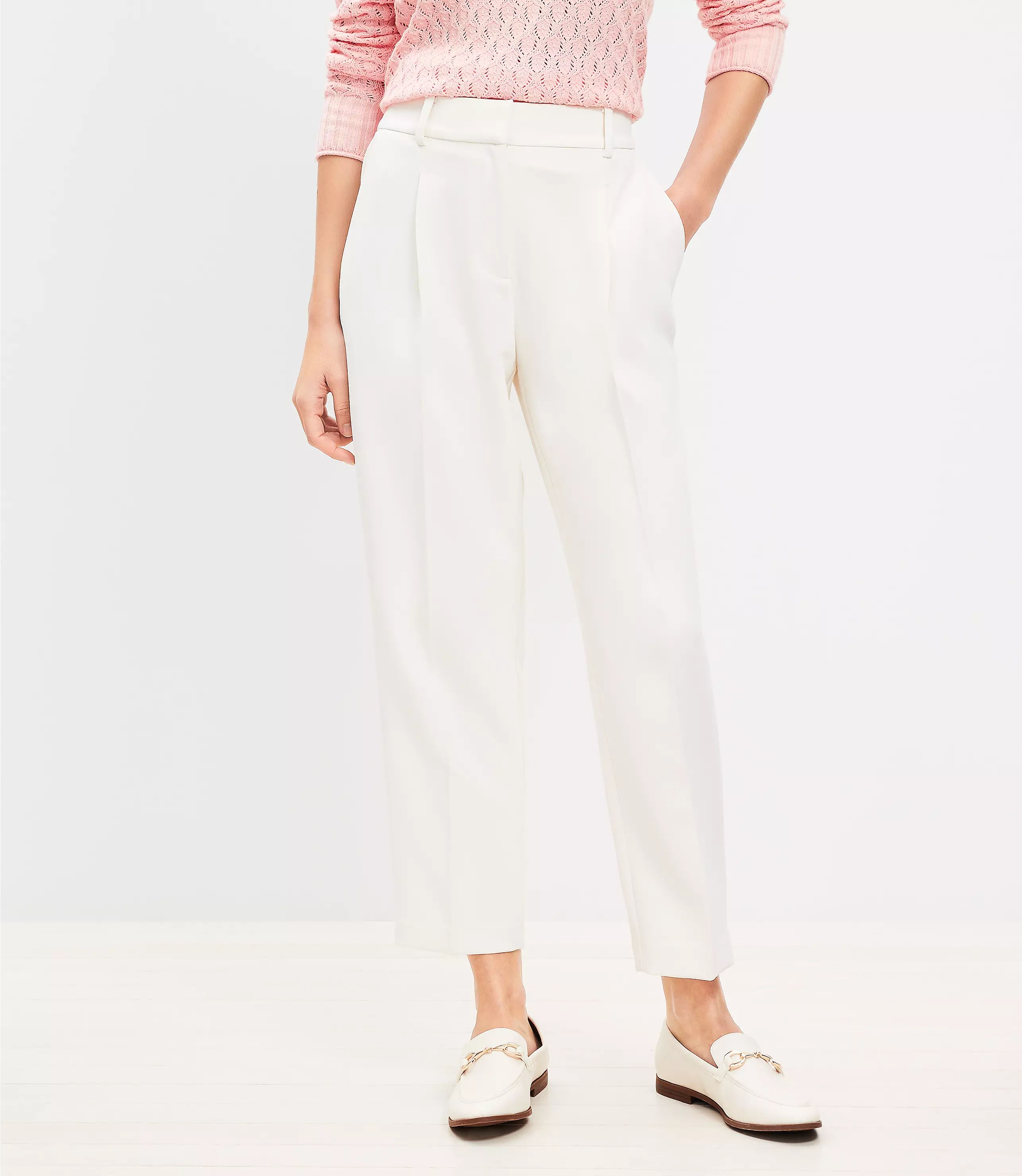 Petite Pleated Tapered Pants in Crepe | LOFT