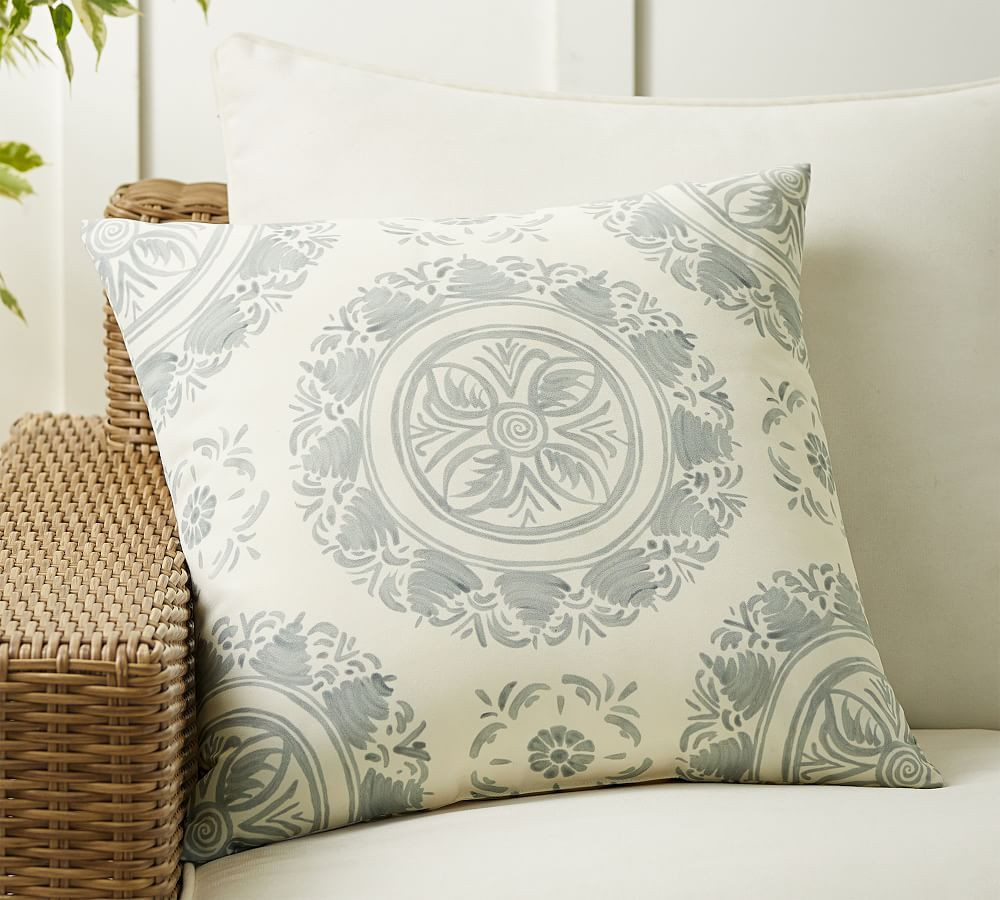Watercolor Medallion Indoor/Outdoor Pillow | Pottery Barn (US)
