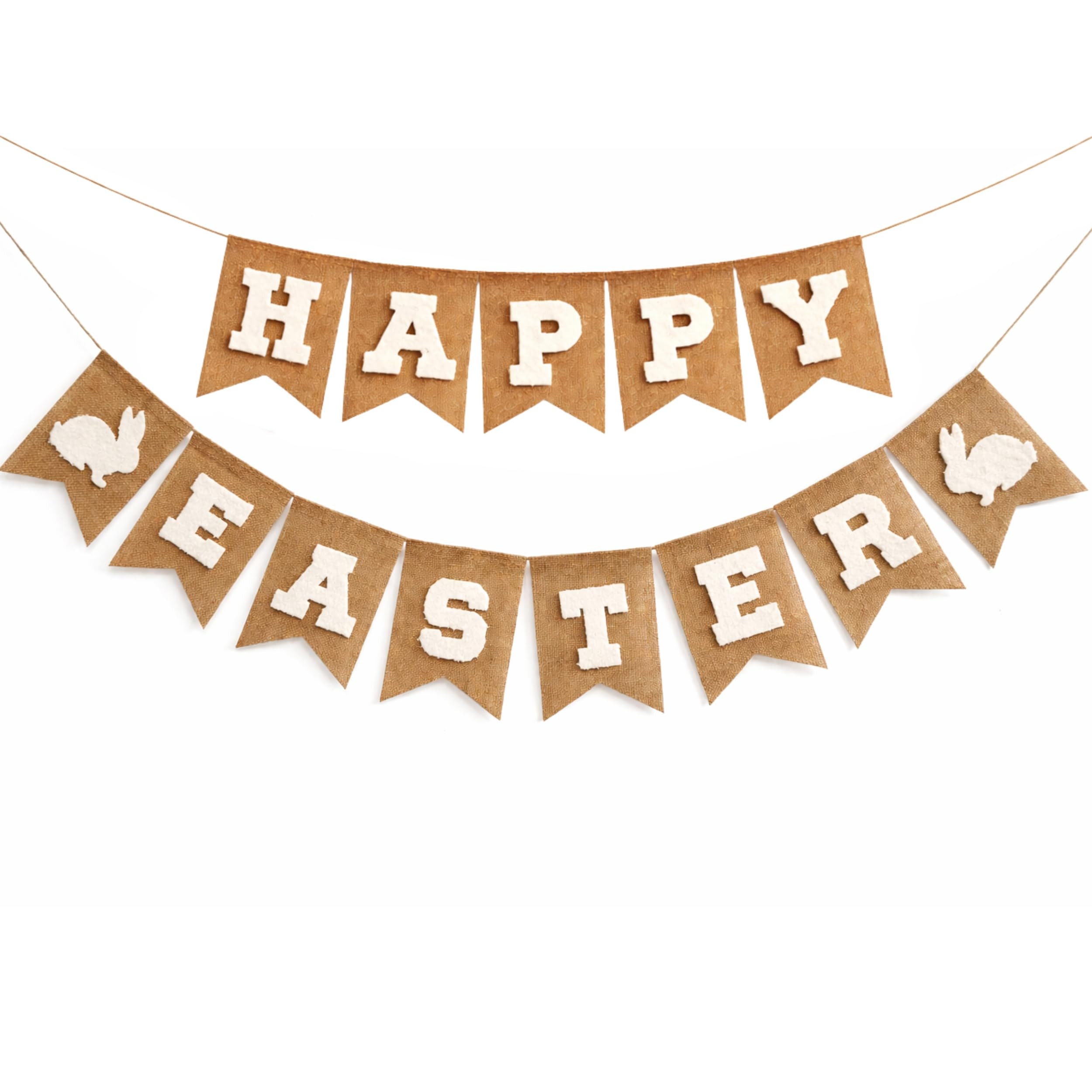 Happy Easter Banner Burlap Garland, Bunny Egg Rustic Farmhouse Spring Decorations for Mantel Fire... | Amazon (US)