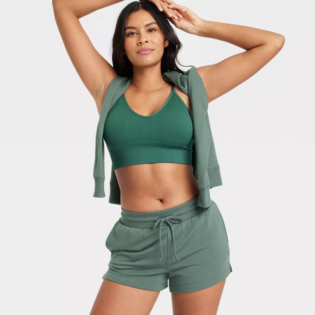 Women's Beautifully Soft Fleece Lounge Shorts - Stars Above™ Green L | Target