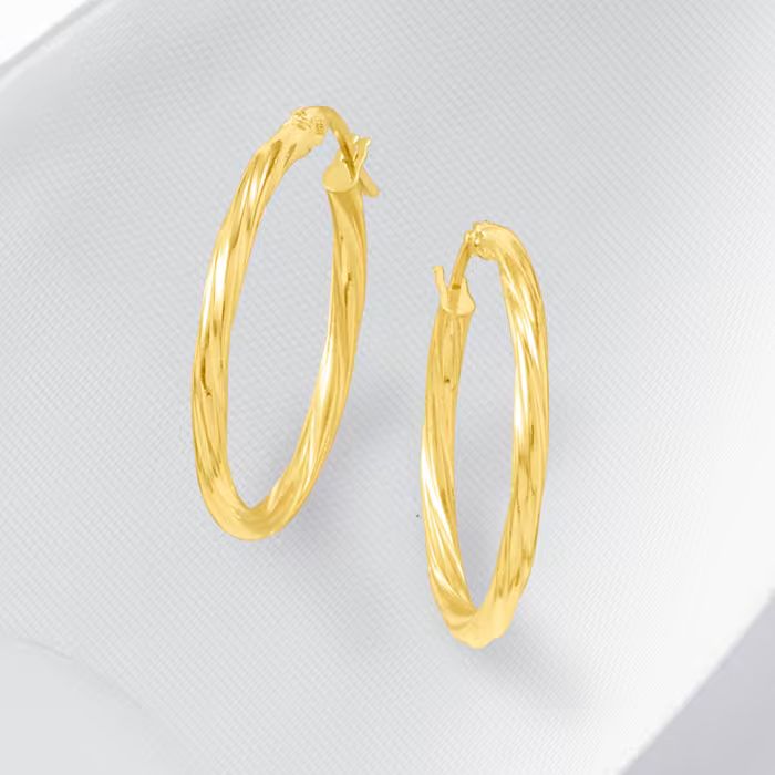 Italian 14kt Yellow Gold Twisted Hoop Earrings. 1" | Ross-Simons