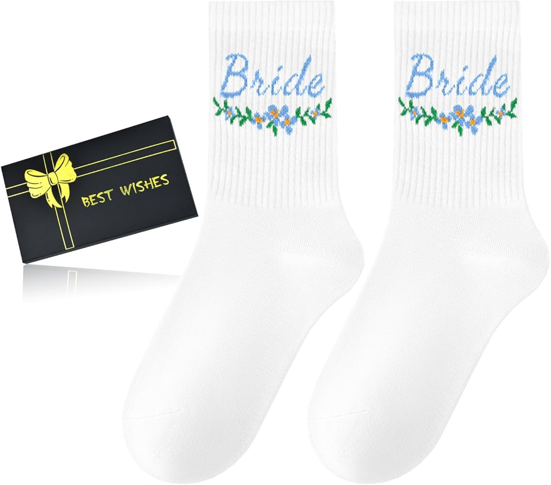Bride Socks with Grips, Bride To Be Something Blue Gift, Bridal Socks, Bachelorette Bridal Shower... | Amazon (US)