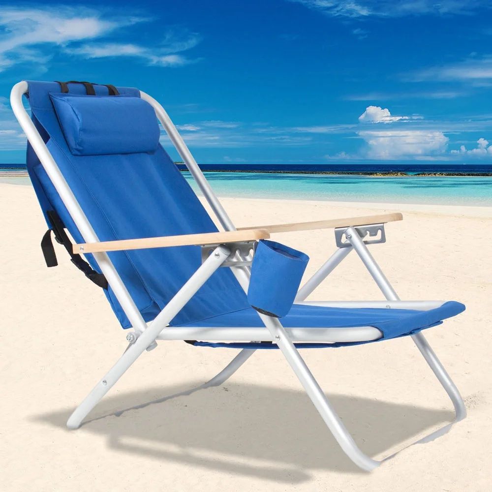 UBesGoo Portable Backpack Beach Chair Folding Gravity Recliner Lounge Blue - Walmart.com | Walmart (US)