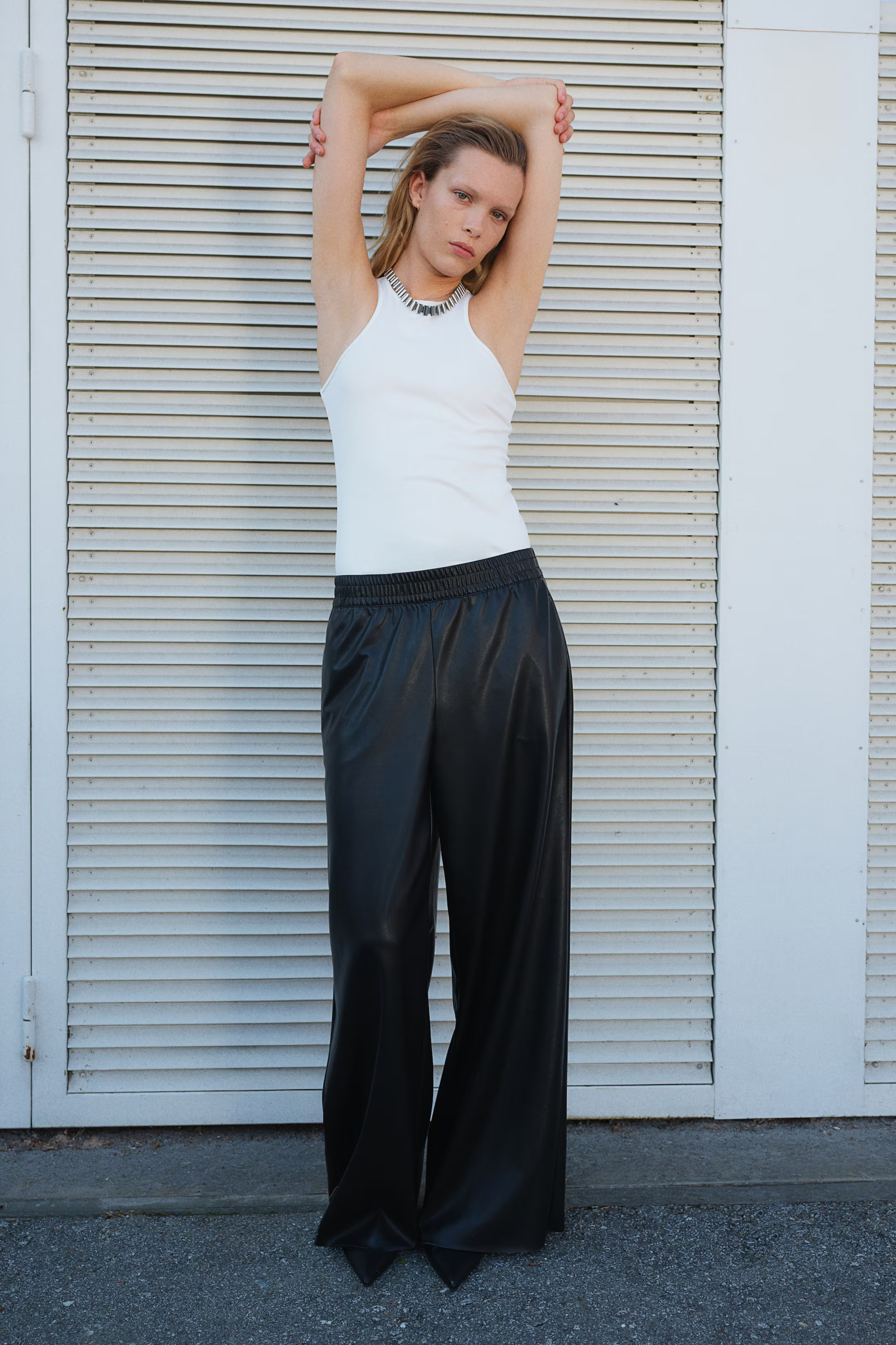 Wide Coated Joggers | H&M (US + CA)