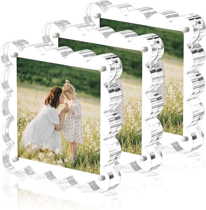 Clear Picture Frames 3Pack - Acrylic Magnetic Photo Frame 4×4 Inch, Double Sided Magnet Frames w... | Amazon (US)