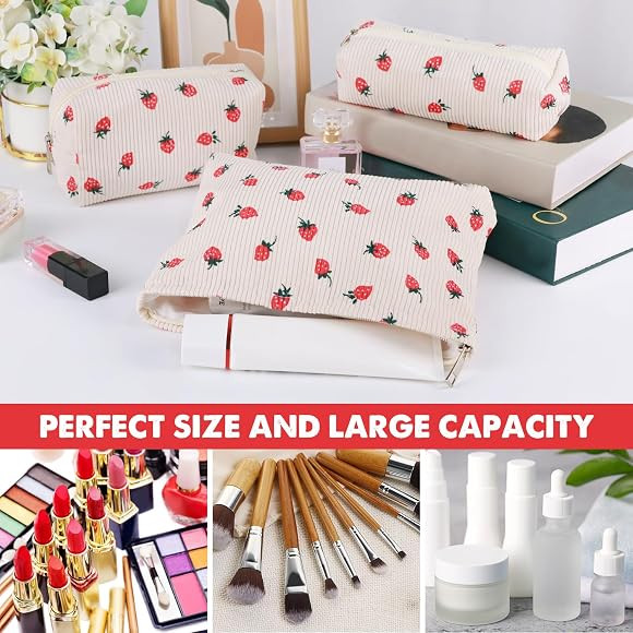 3 Pcs Makeup Bag Cosmetic Bag Set for Girls Women Travel Organizer Bathroom Toiletry Pouch Large ... | Amazon (US)