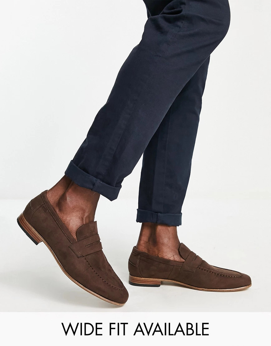 ASOS DESIGN loafers in brown faux suede with natural sole | ASOS (Global)