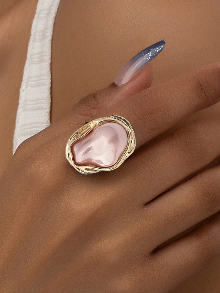 1pc Bold Irregular Shaped Pearl Ring With European And American Style | SHEIN
