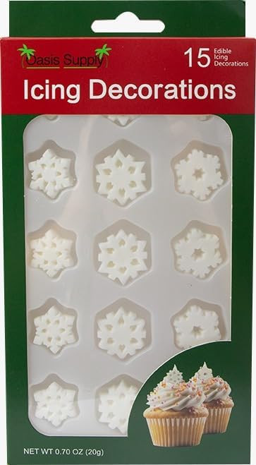 Christmas Holidays Edible Cake Decorations - Candy or Cupcake Topper - 15 Count Snowflake Assortm... | Amazon (US)