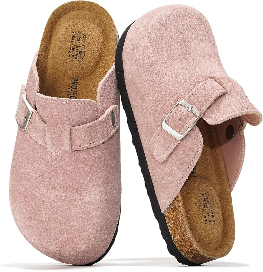 Project Cloud 100% Genuine Leather Kids Clogs with Cork Footbed Arch Support - Non-Slip Slippers ... | Amazon (US)